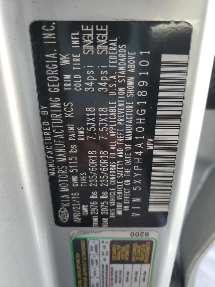 2017 Kia Sorento Ex VIN: 5XYPH4A10HG189101 Lot: 86615425