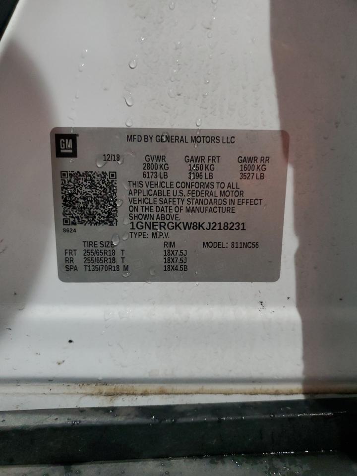 2019 Chevrolet Traverse Lt VIN: 1GNERGKW8KJ218231 Lot: 84944715