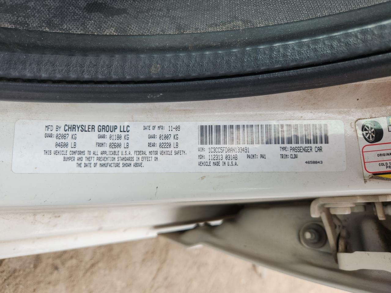 2010 Chrysler Sebring Limited VIN: 1C3CC5FD0AN133491 Lot: 85317425