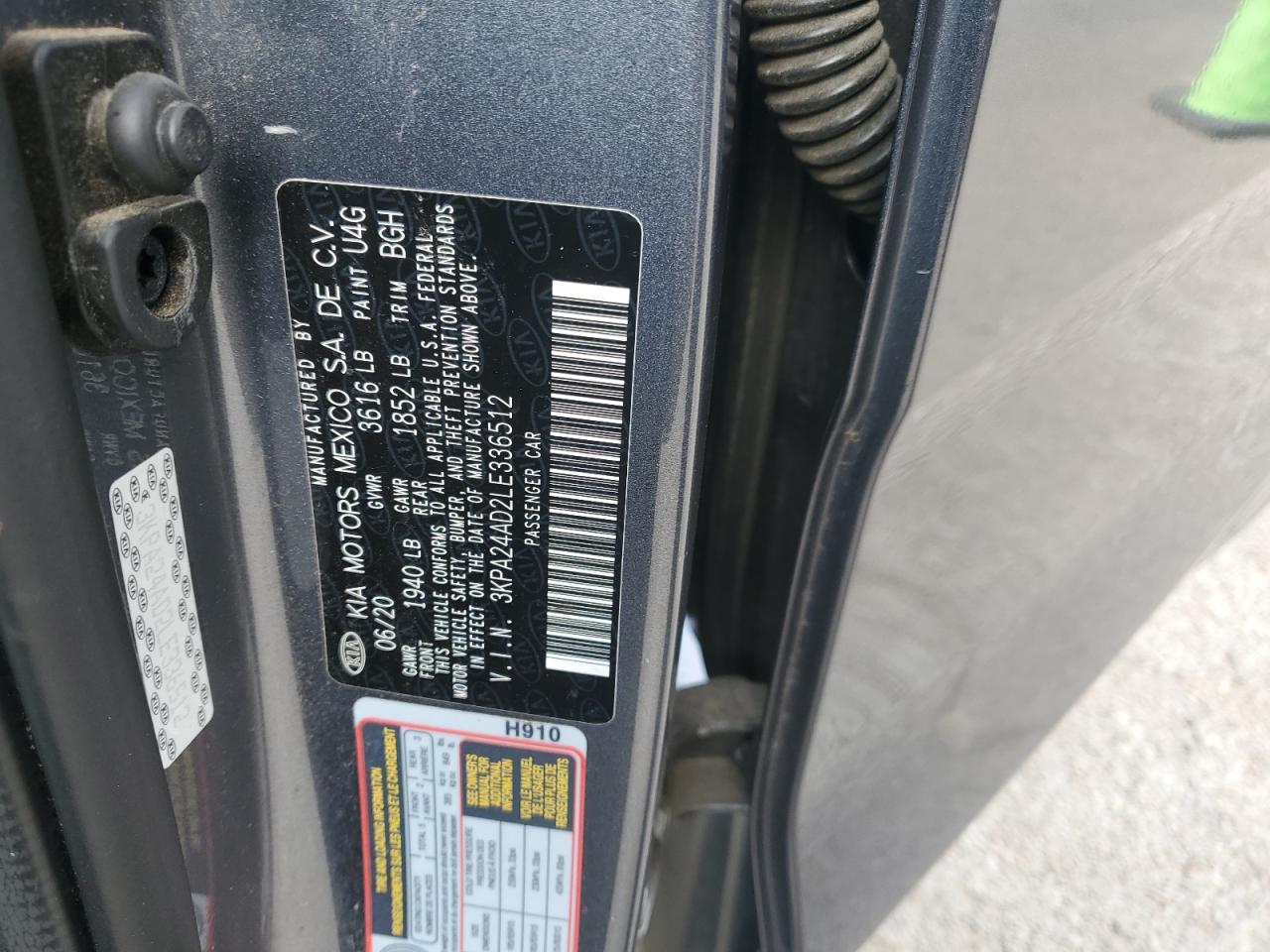 2020 Kia Rio Lx VIN: 3KPA24AD2LE336512 Lot: 86609865