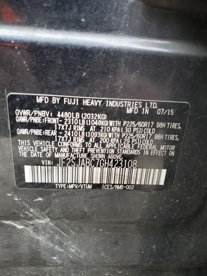 2016 Subaru Forester 2.5I VIN: JF2SJABC7GH423108 Lot: 86450735