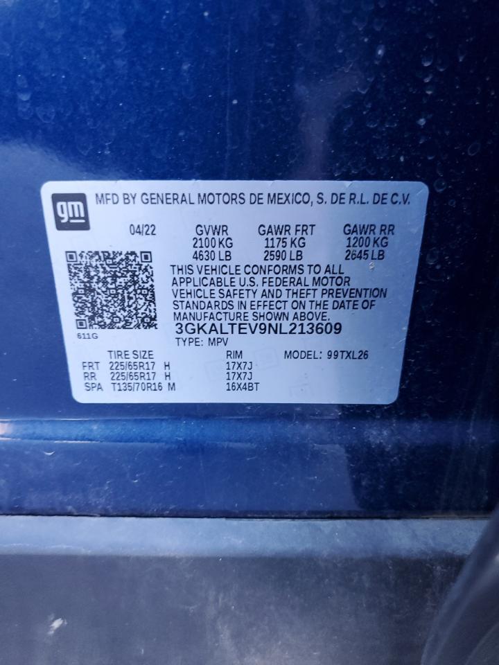 2022 GMC Terrain Sle VIN: 3GKALTEV9NL213609 Lot: 90407685