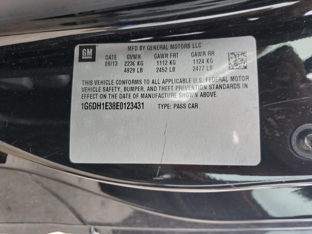 2014 Cadillac Cts Premium Collection VIN: 1G6DH1E38E0123431 Lot: 82549395