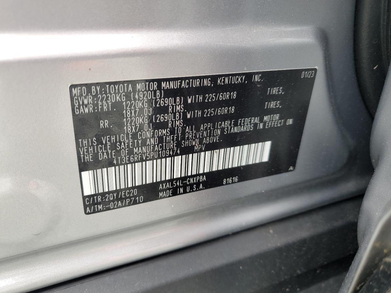 2023 Toyota Rav4 Xse VIN: 4T3E6RFV5PU109474 Lot: 82343625