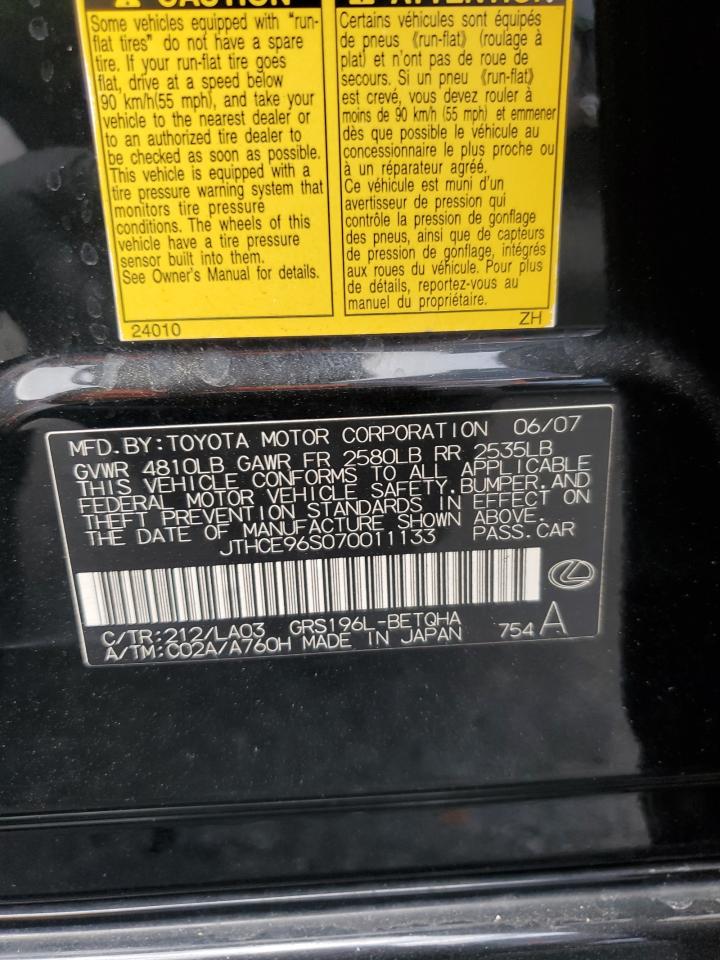 2007 Lexus Gs 350 VIN: JTHCE96S070011133 Lot: 82004065