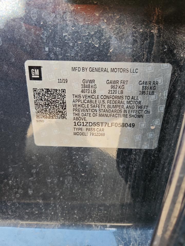 2020 Chevrolet Malibu Lt VIN: 1G1ZD5ST7LF058049 Lot: 84631785