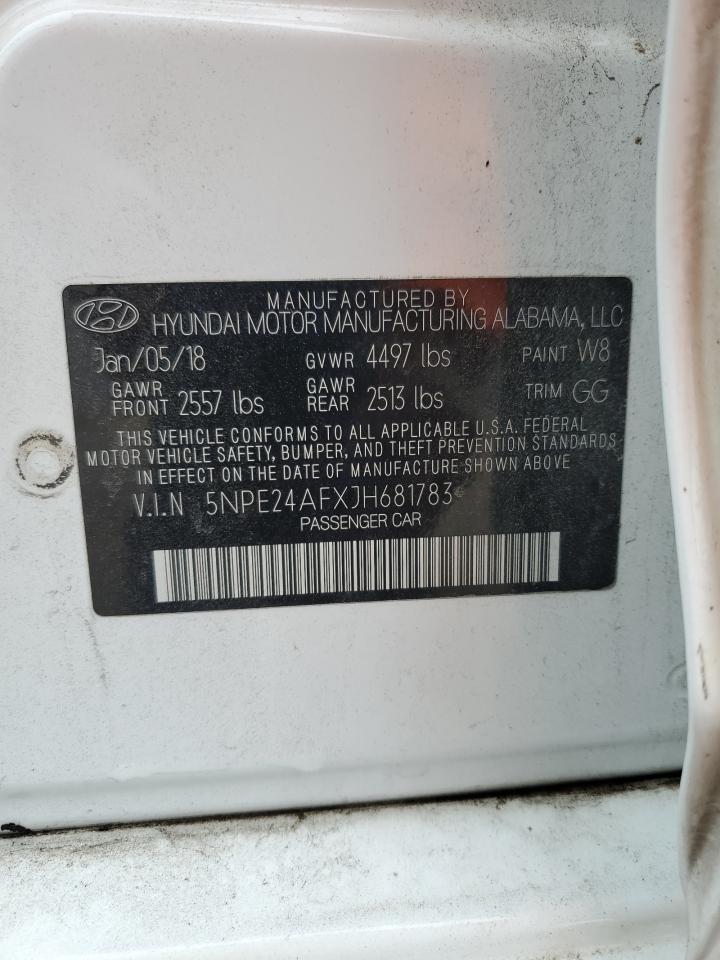 2018 Hyundai Sonata Se VIN: 5NPE24AFXJH681783 Lot: 85820885
