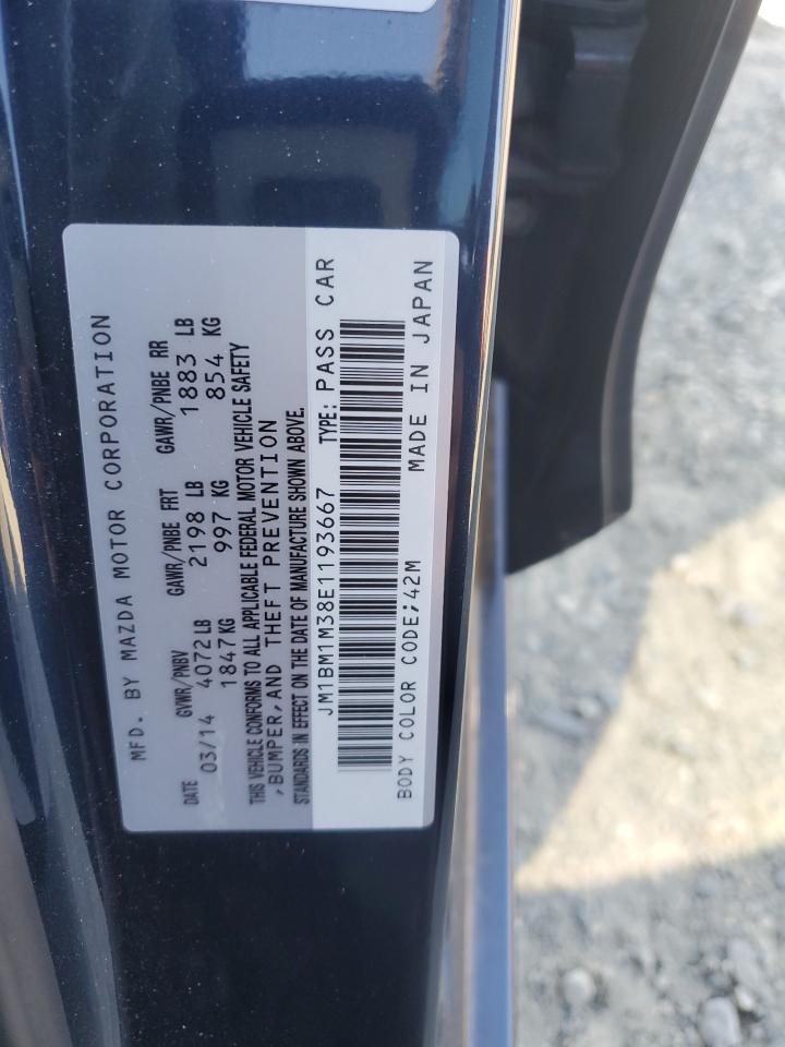 2014 Mazda 3 Grand Touring VIN: JM1BM1M38E1193667 Lot: 82360135