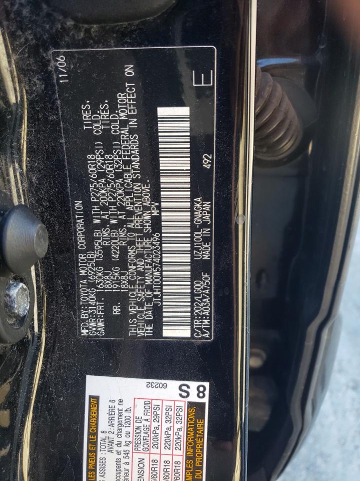 2007 Lexus Lx 470 VIN: JTJHT00W574023496 Lot: 86858205