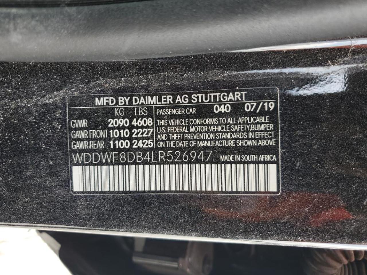 2020 Mercedes-Benz C 300 VIN: WDDWF8DB4LR526947 Lot: 89824475