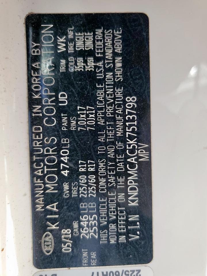 2019 Kia Sportage Lx VIN: KNDPMCAC5K7513798 Lot: 82254385