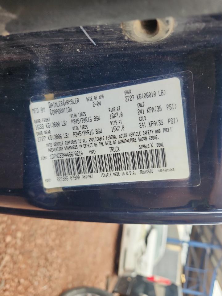 2004 Dodge Dakota Sport VIN: 1D7HG32N44S670210 Lot: 86330205