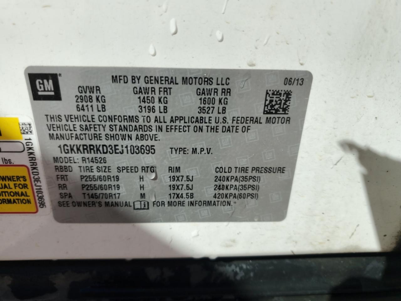 2014 GMC Acadia Slt-1 VIN: 1GKKRRKD3EJ103695 Lot: 84897635