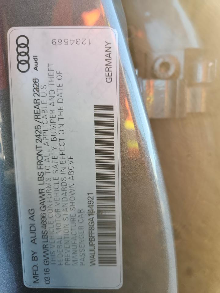 2016 Audi A3 E-Tron Premium VIN: WAUUPBFF8GA144921 Lot: 86629845