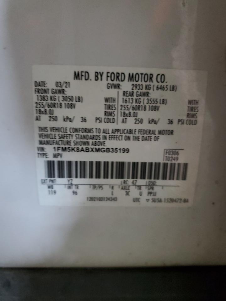 2021 Ford Explorer Police Interceptor VIN: 1FM5K8ABXMGB35199 Lot: 87365885
