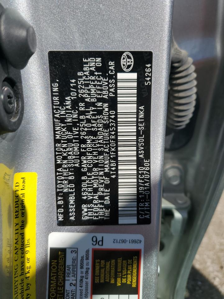 2015 Toyota Camry Le VIN: 4T4BF1FK0FR453740 Lot: 82318795