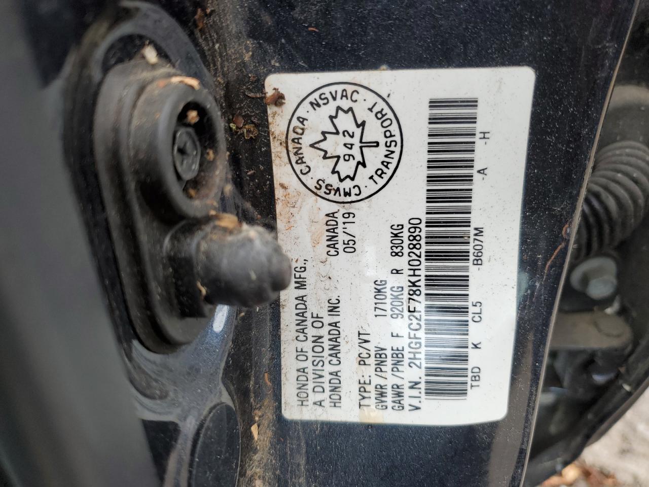 2019 Honda Civic Ex VIN: 2HGFC2F78KH028890 Lot: 90237905