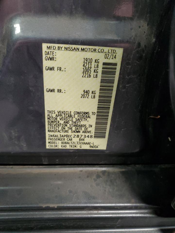 2014 Nissan Altima 2.5 VIN: 1N4AL3AP8EC287348 Lot: 85183575