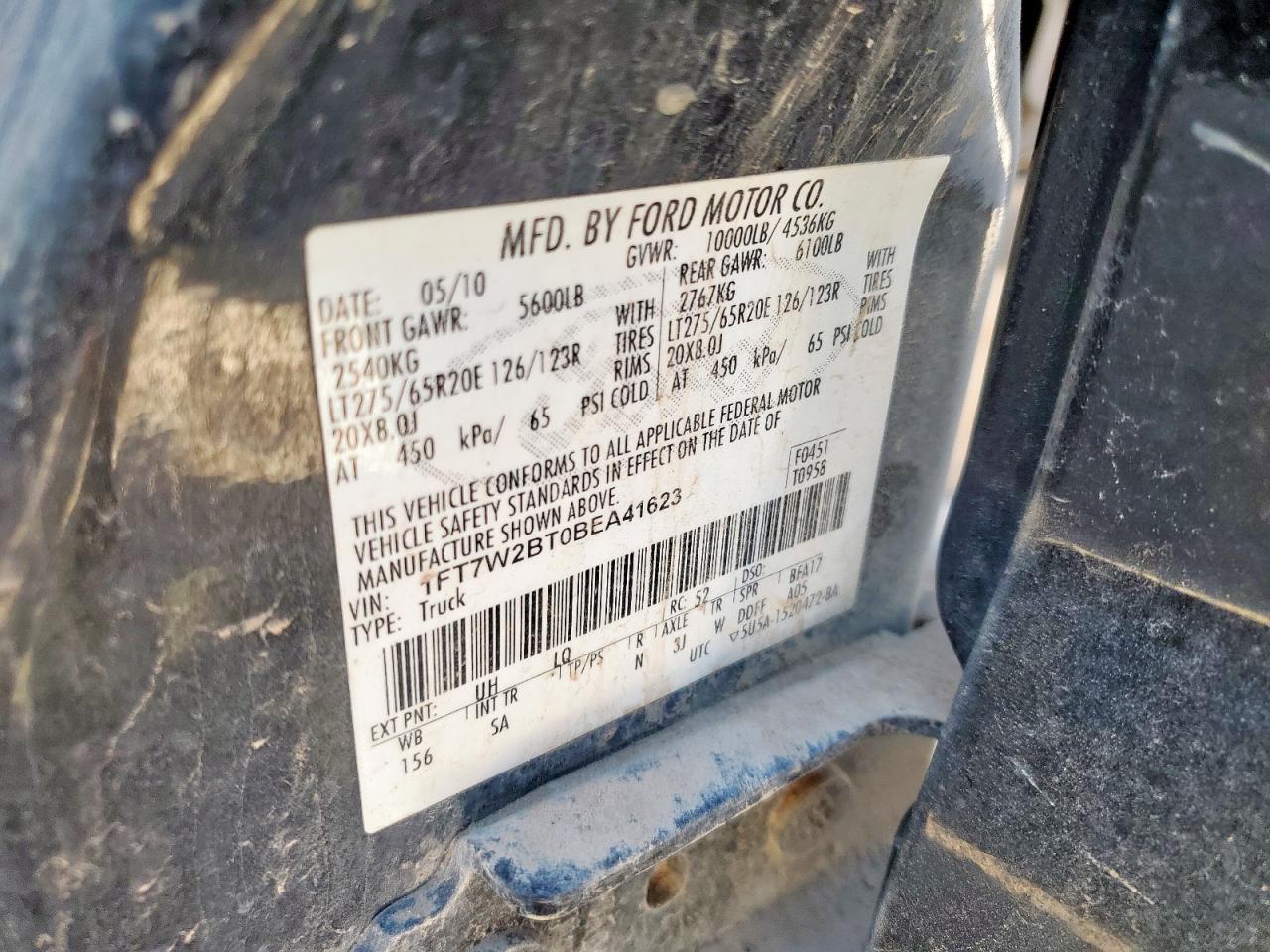 2011 Ford F250 Super Duty VIN: 1FT7W2BT0BEA41623 Lot: 82348505