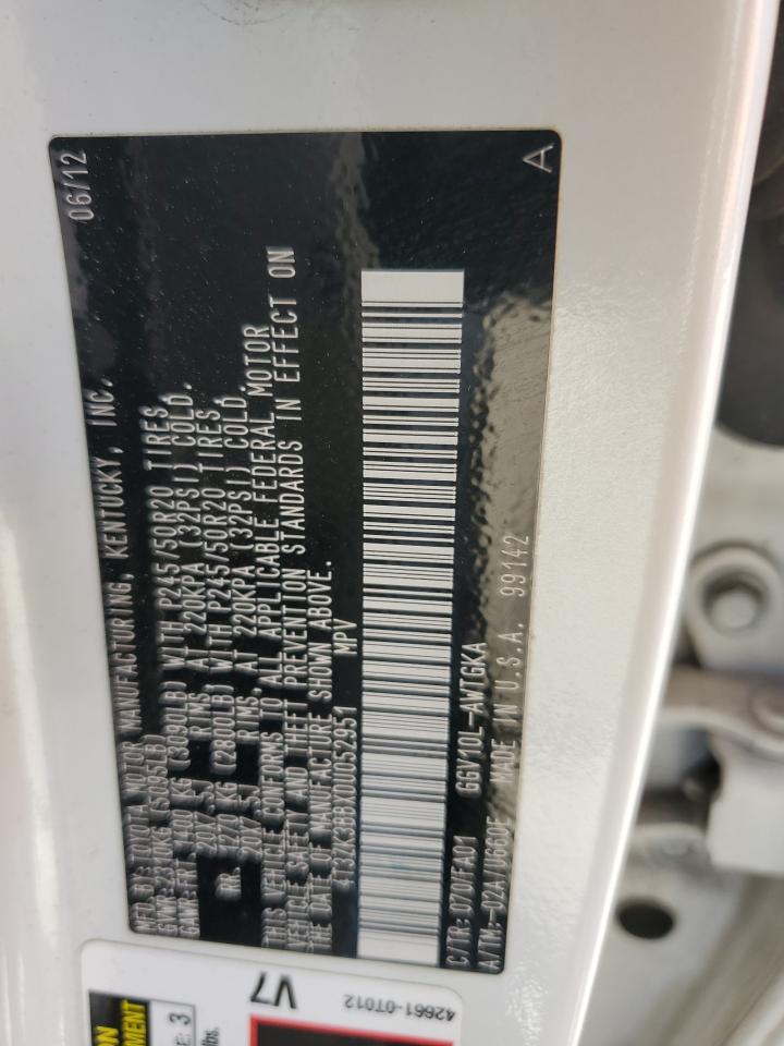 2013 Toyota Venza Le VIN: 4T3ZK3BBXDU052951 Lot: 84645445