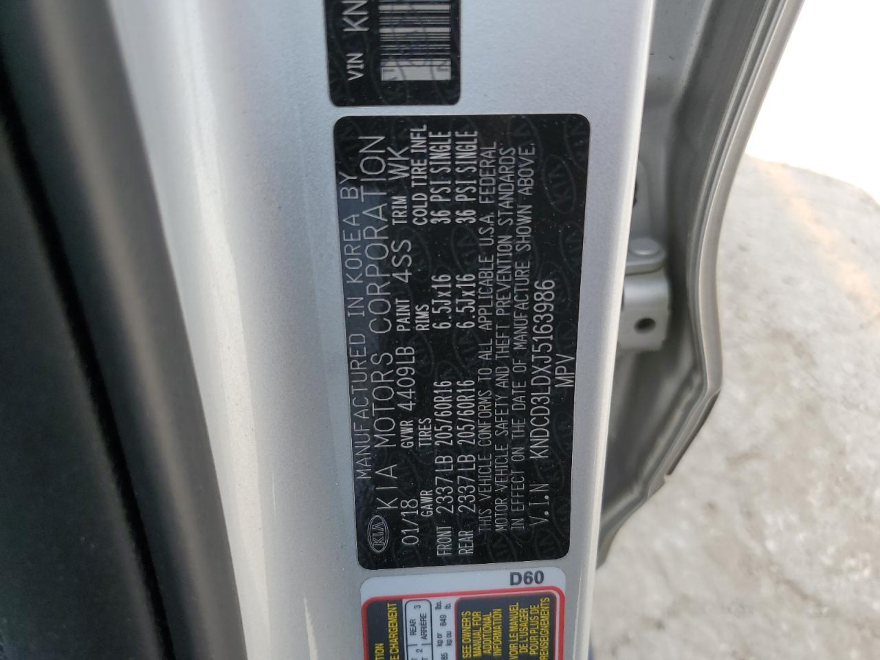 2018 Kia Niro Ex VIN: KNDCD3LDXJ5163986 Lot: 84614475