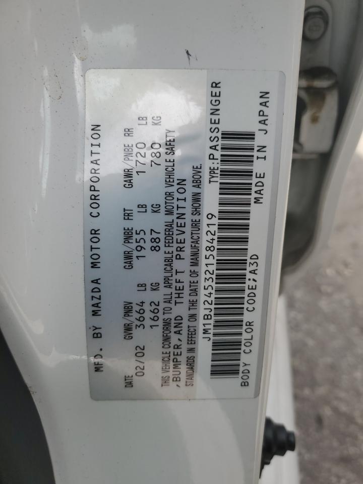 2002 Mazda Protege Pr5 VIN: JM1BJ245321584219 Lot: 84994635