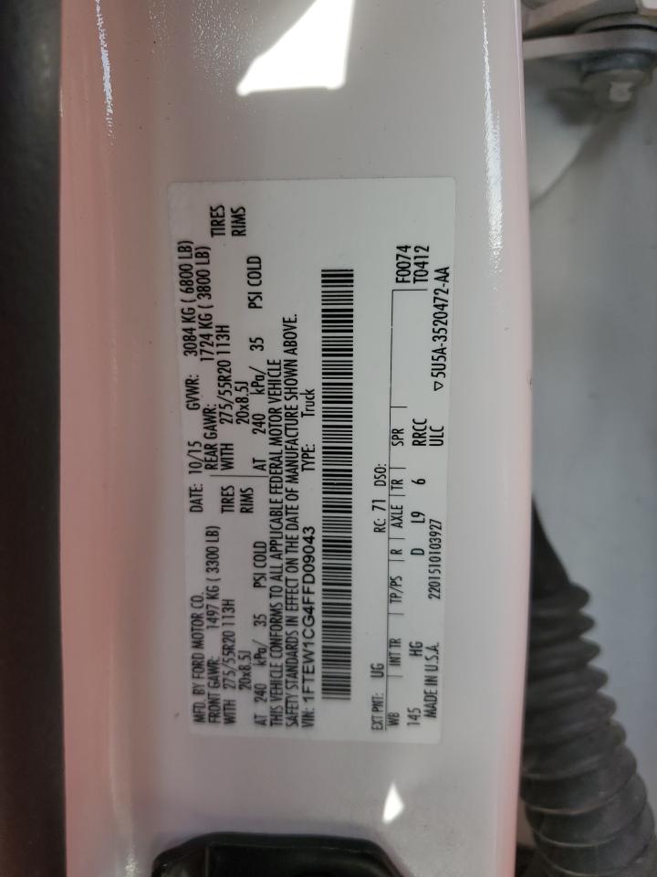 2015 Ford F150 Supercrew VIN: 1FTEW1CG4FFD09043 Lot: 86104875