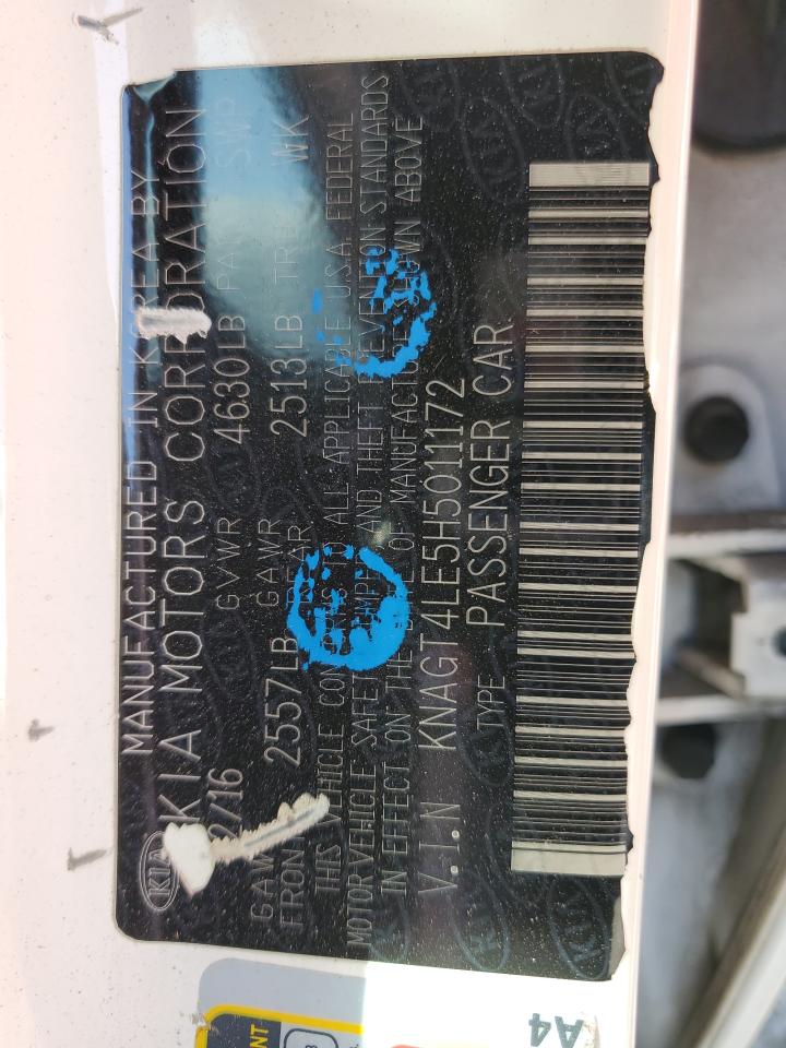 2017 Kia Optima Hybrid VIN: KNAGT4LE5H5011172 Lot: 85005705