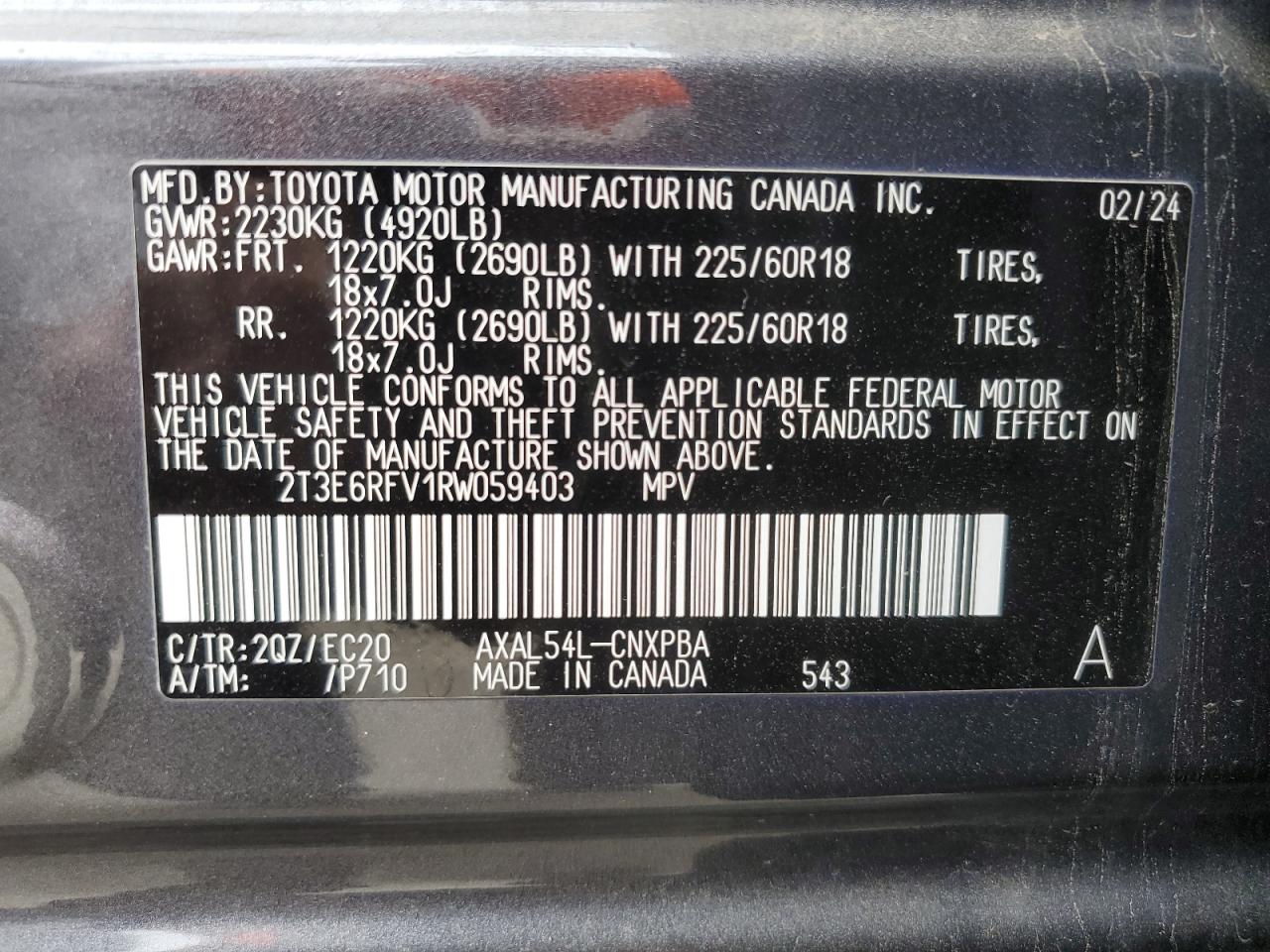 2024 Toyota Rav4 Xse VIN: 2T3E6RFV1RW059403 Lot: 86465645