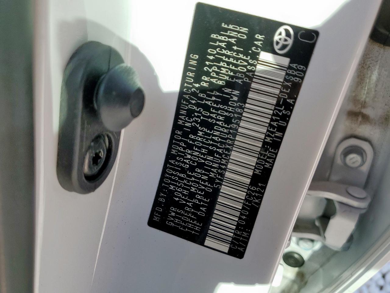 2024 Toyota Corolla Se VIN: 5YFS4MCEXRP195183 Lot: 82443325