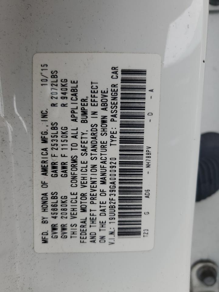 2016 Acura Tlx VIN: 19UUB2F39GA000920 Lot: 89477195