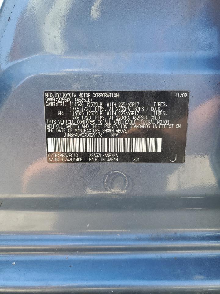 2010 Toyota Rav4 VIN: JTMBF4DV0AD029173 Lot: 86674855