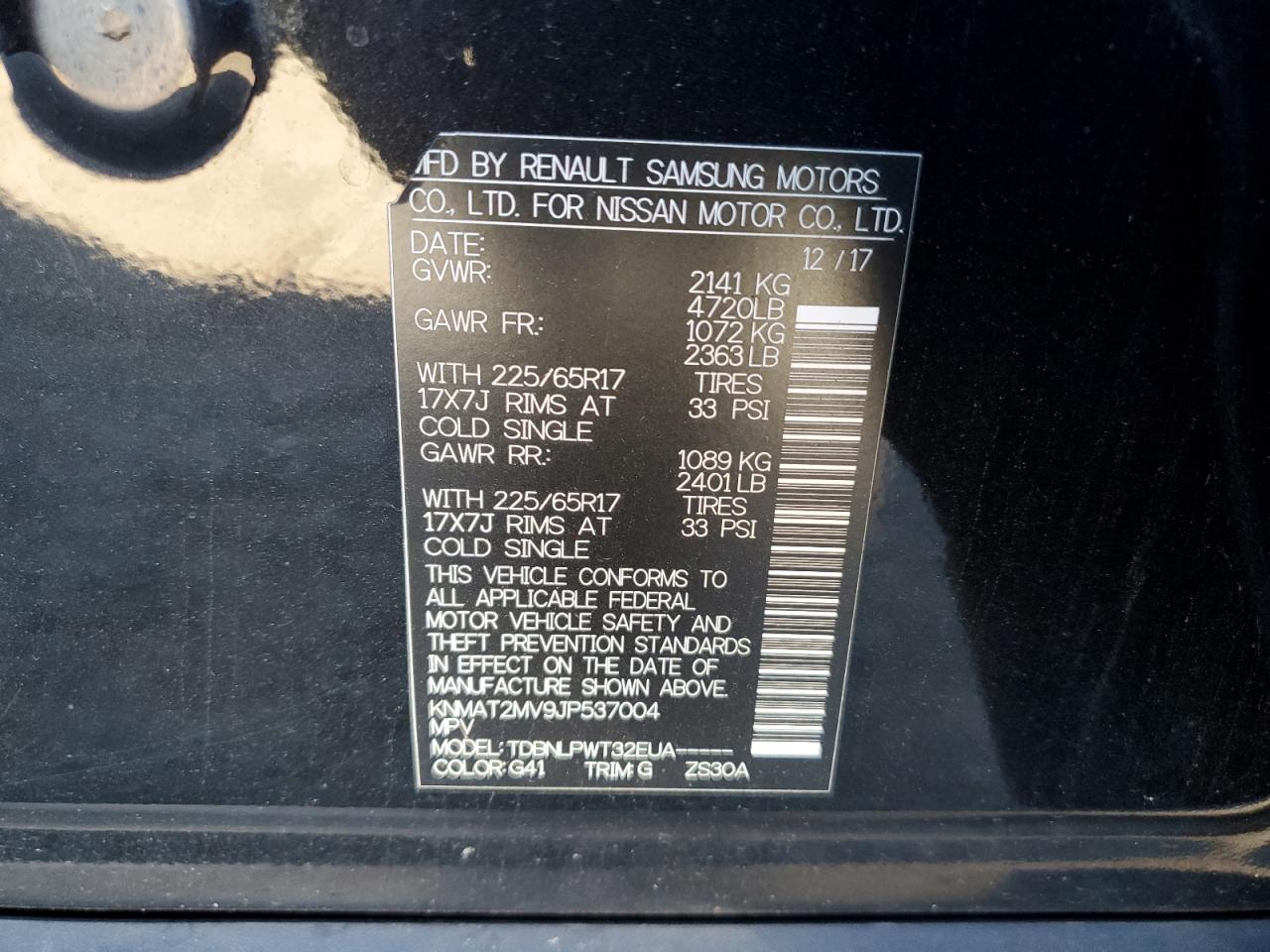 2018 Nissan Rogue S VIN: KNMAT2MV9JP537004 Lot: 85001585