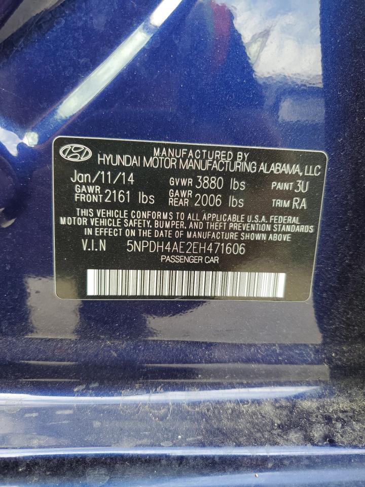 2014 Hyundai Elantra Se VIN: 5NPDH4AE2EH471606 Lot: 86278695
