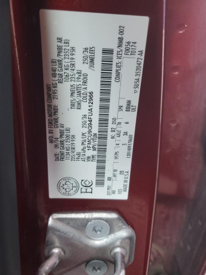 2015 Ford Escape Se VIN: 1FMCU9G94FUA12966 Lot: 85672925