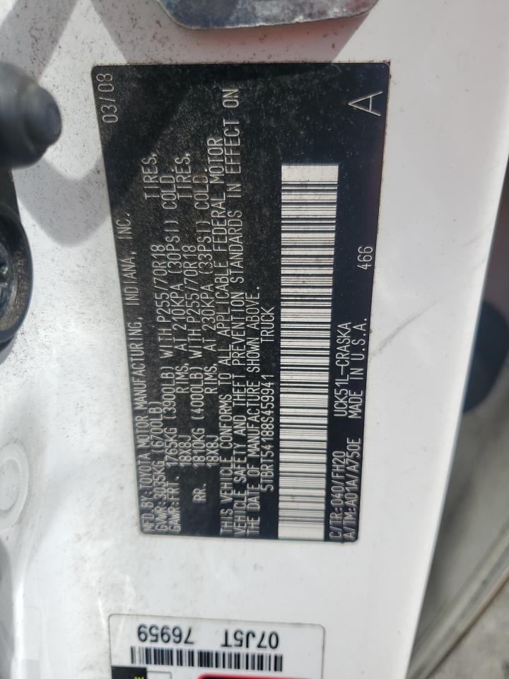 2008 Toyota Tundra Double Cab VIN: 5TBRT54188S459941 Lot: 85066625