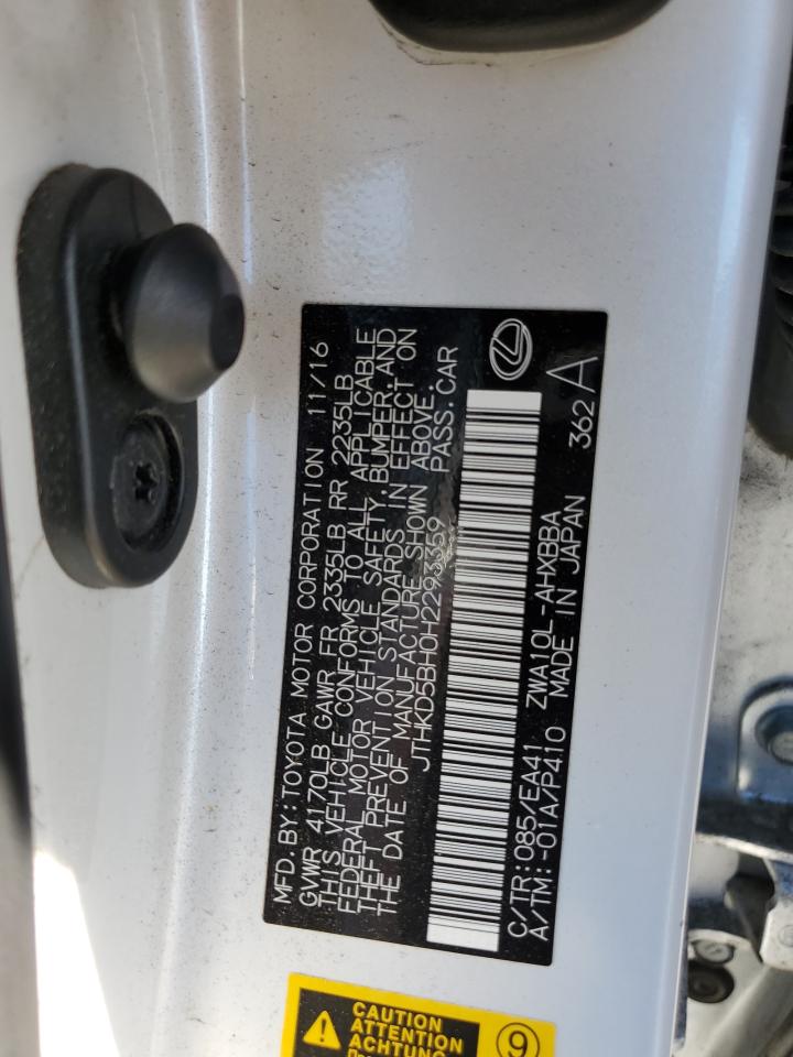 2017 Lexus Ct 200 VIN: JTHKD5BH0H2293359 Lot: 86142865