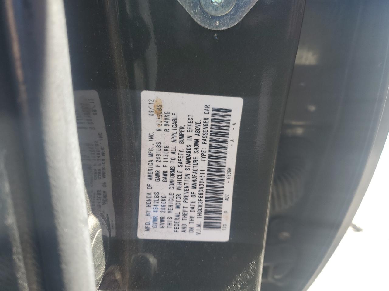 2013 Honda Accord Exl VIN: 1HGCR3F86DA004511 Lot: 82499925
