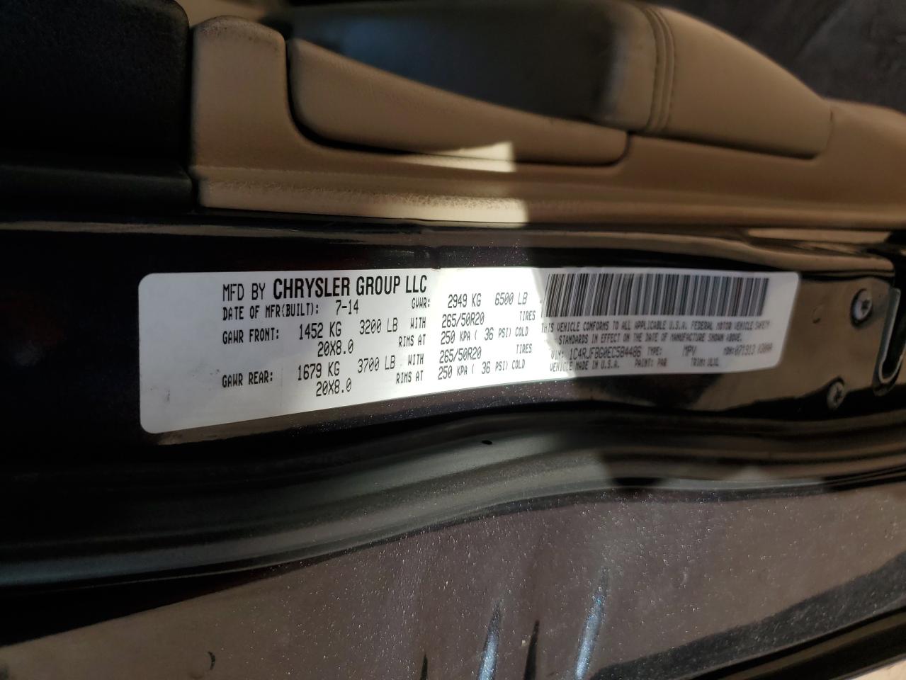 2014 Jeep Grand Cherokee Limited VIN: 1C4RJFBG0EC584486 Lot: 85300025