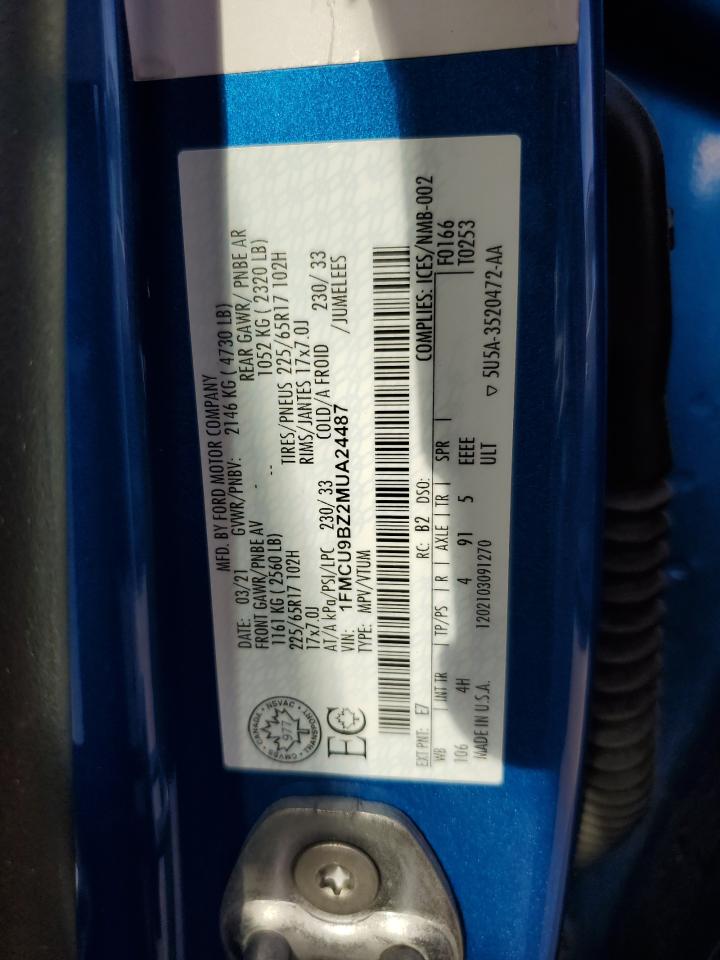 2021 Ford Escape Se VIN: 1FMCU9BZ2MUA24487 Lot: 81965025