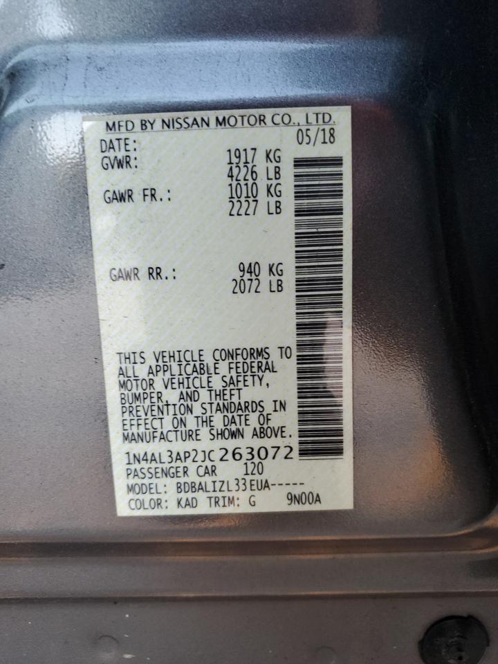 2018 Nissan Altima 2.5 VIN: 1N4AL3AP2JC263072 Lot: 72032875