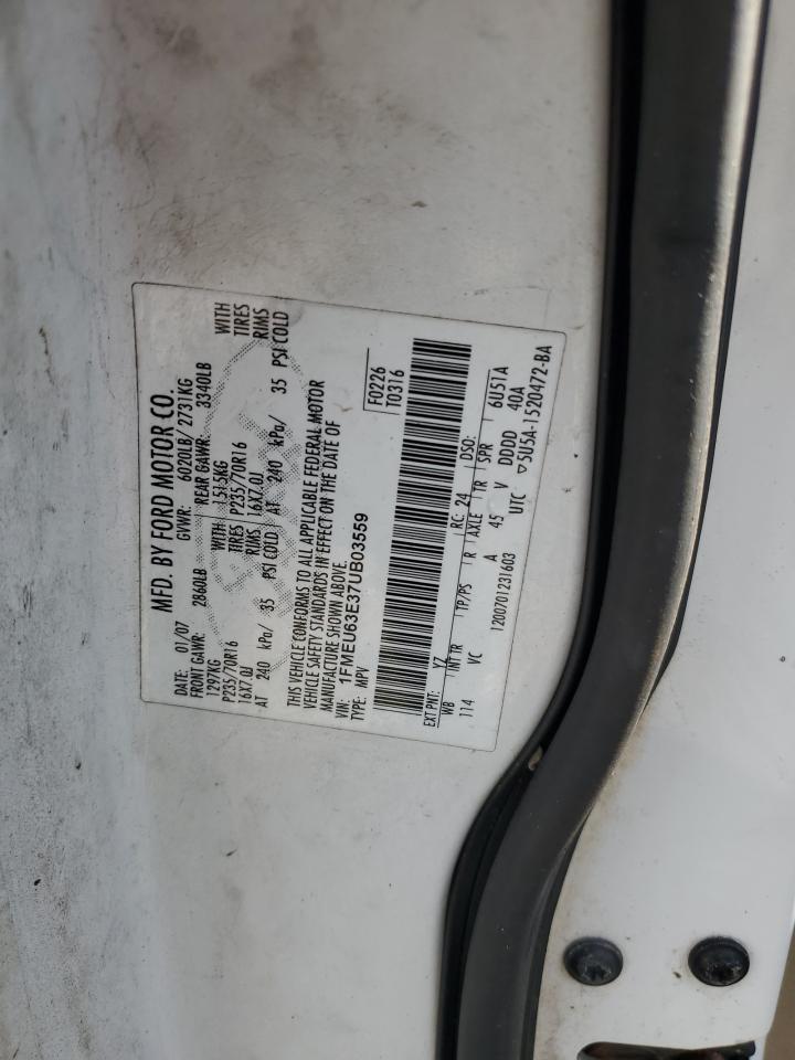 2007 Ford Explorer Xlt VIN: 1FMEU63E37UB03559 Lot: 82317905
