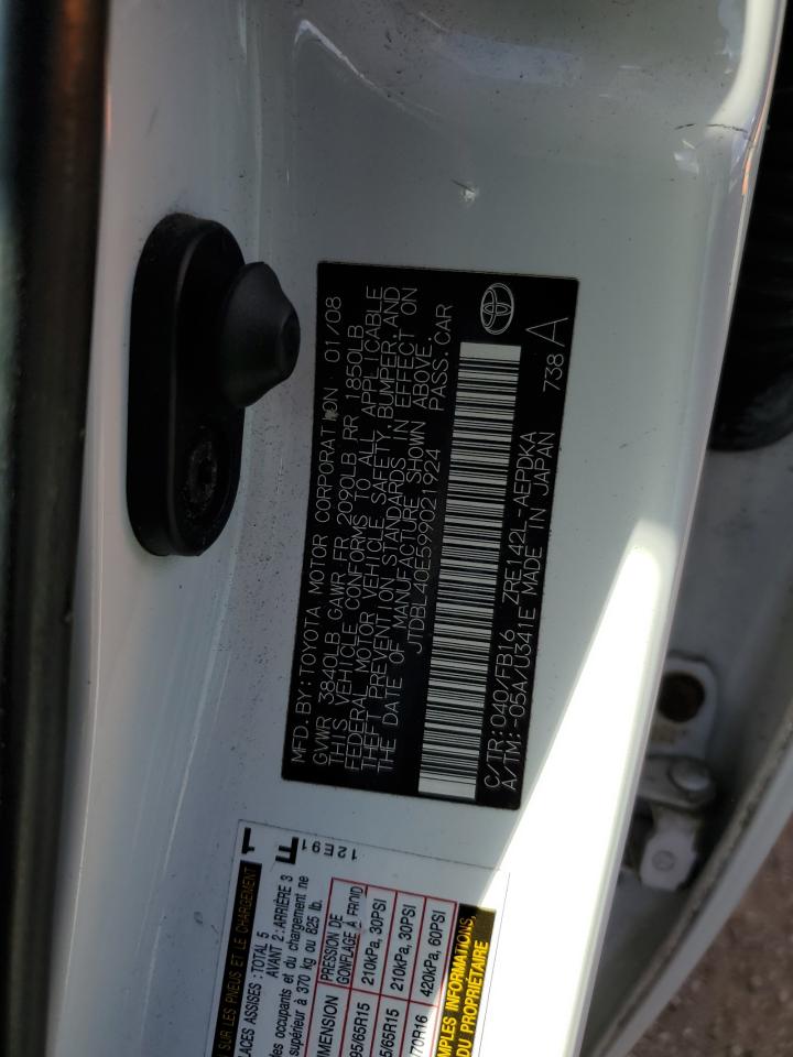 2009 Toyota Corolla Base VIN: JTDBL40E599021924 Lot: 85422865