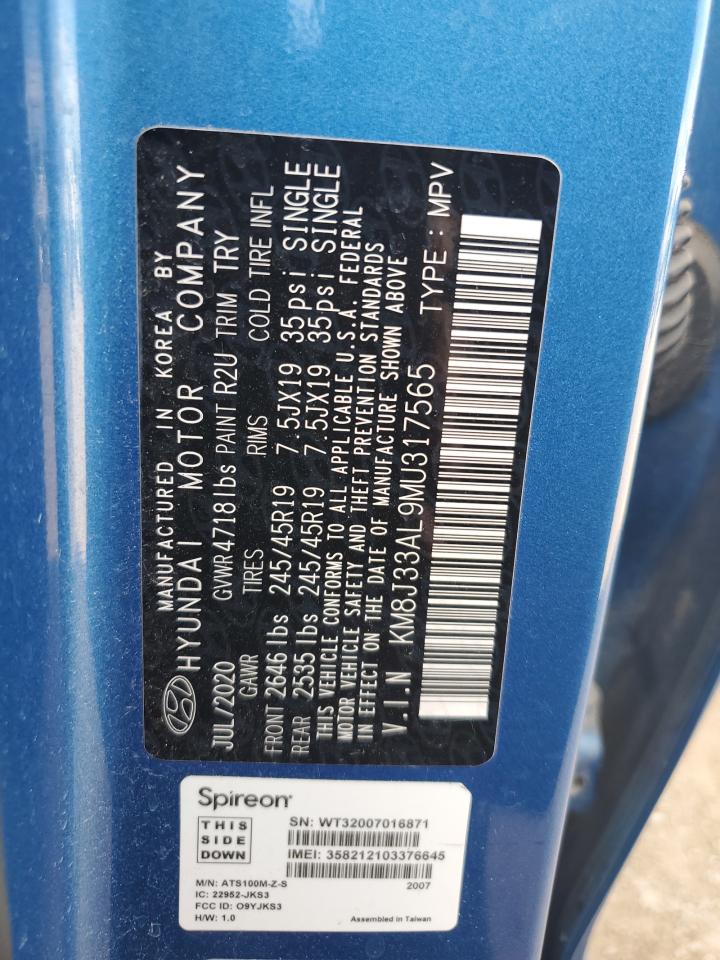 2021 Hyundai Tucson Limited VIN: KM8J33AL9MU317565 Lot: 85546595