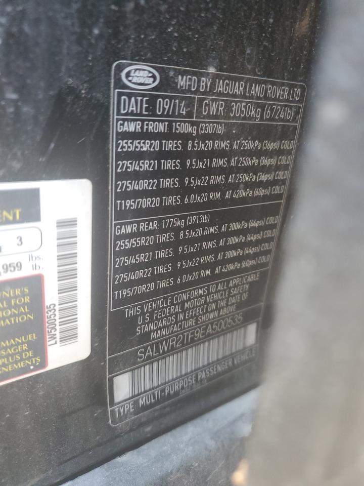 2014 Land Rover Range Rover Sport Sc VIN: SALWR2TF9EA500535 Lot: 85178665