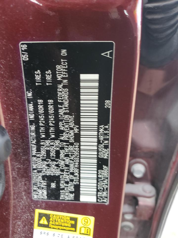 2016 Toyota Highlander Xle VIN: 5TDJKRFH4GS295840 Lot: 84817545