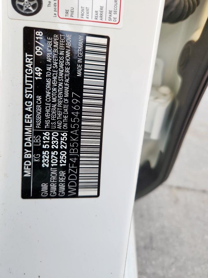 2019 Mercedes-Benz E 300 VIN: WDDZF4JB5KA554697 Lot: 85115355