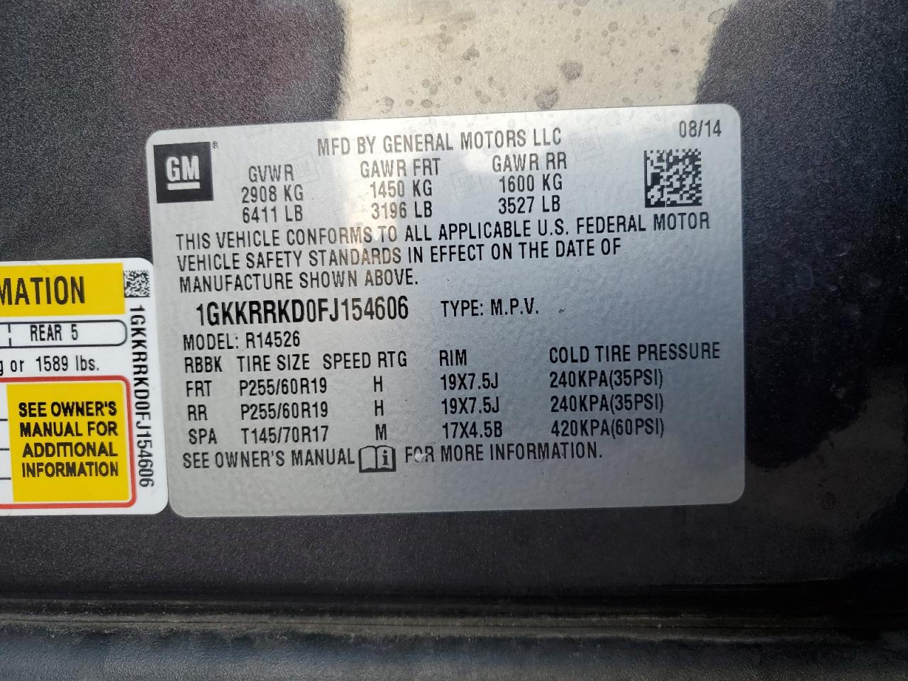 2015 GMC Acadia Slt-1 VIN: 1GKKRRKD0FJ154606 Lot: 90257755