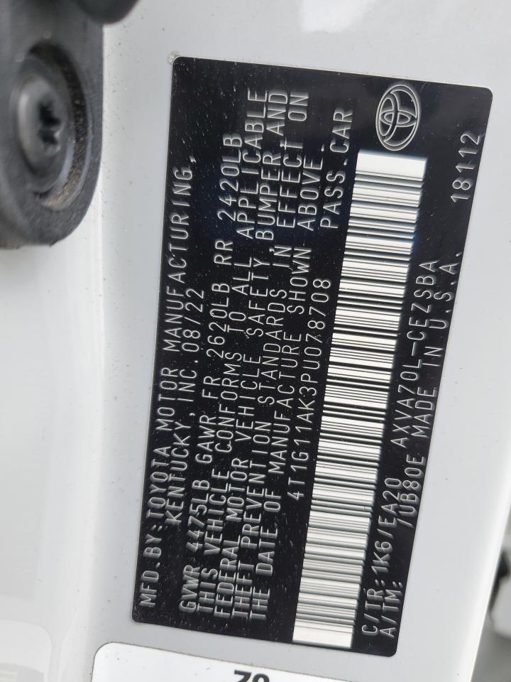 2023 Toyota Camry Se Night Shade VIN: 4T1G11AK3PU078708 Lot: 82439855