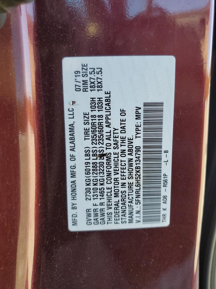 2019 Honda Odyssey Ex VIN: 5FNRL6H52KB134790 Lot: 68493765